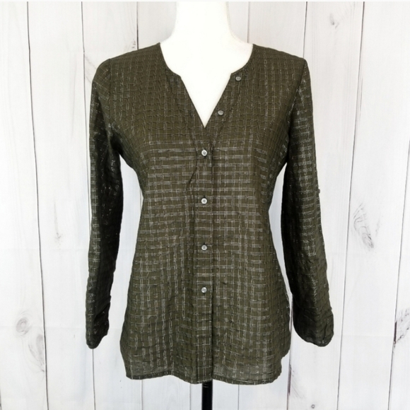Eliot Green Metallic Plaid Button Down Shirt - Picture 1 of 7